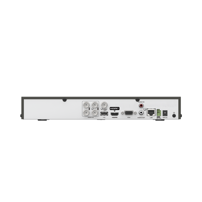 DVR 4 Canales TURBOHD + 2 Canales IP / 8 Megapixel (4K) / Audio Bidireccional por Coaxitron / ACUSENSE / Reconocimiento Facial / 1 Bahía de Disco Duro / Salida de Video en Full HD / H.265+