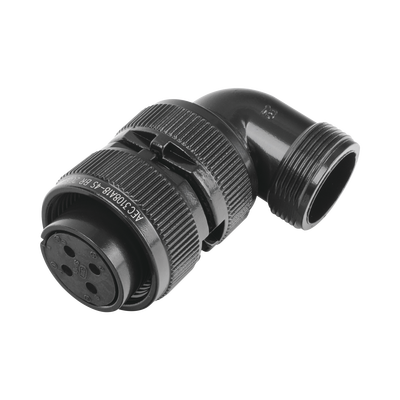 Conector Plug en Ángulo Recto de 4 Contactos Hembra Soldables para Radio de Locomotora.