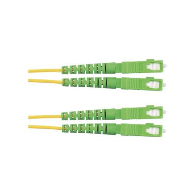 Jumper de Fibra Optica Monomodo 9/125 OS2, SC/APC-SC/APC Duplex, OFNR (Riser), Color Amarillo, 2 Metros (6.56 Pies)