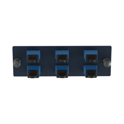 Placa Acopladora de Fibra Óptica FAP, Con 6 Conectores SC Simplex (6 Fibras), Para Fibra Monomodo OS1/OS2, Color Azul