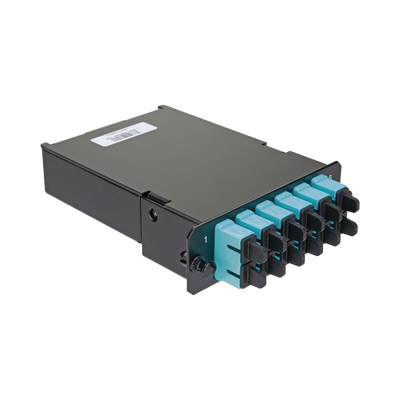 Placa Acopladora de Fibra Óptica FAP, Con 12 Pigtails y 6 Conectores SC Duplex (12 Fibras), Para Fibra Multimodo OM3/OM4, Color Aqua