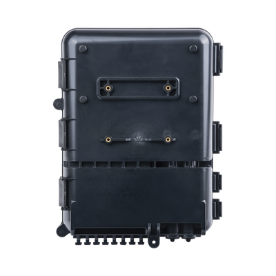 Caja de Distribución de Fibra Óptica para 24 Empalmes, con 8 Acopladores SC/APC Simplex, Exterior IP55, Color Negro