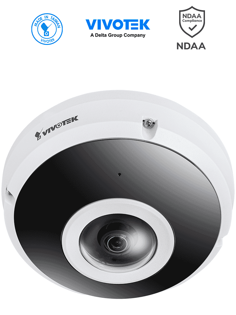 VIVOTEK FE9382-EHV-v2 - Cámara IP fisheye exterior 6 MP, panorámica 360º, Smart IR II 20m, Deep Search, WDR Pro, Smart VCA, Stream III, micrófono integrado, ciberseguridad Trend Micro, IP66/IK10/Nema4X, SNV, NDAA, ONVIF