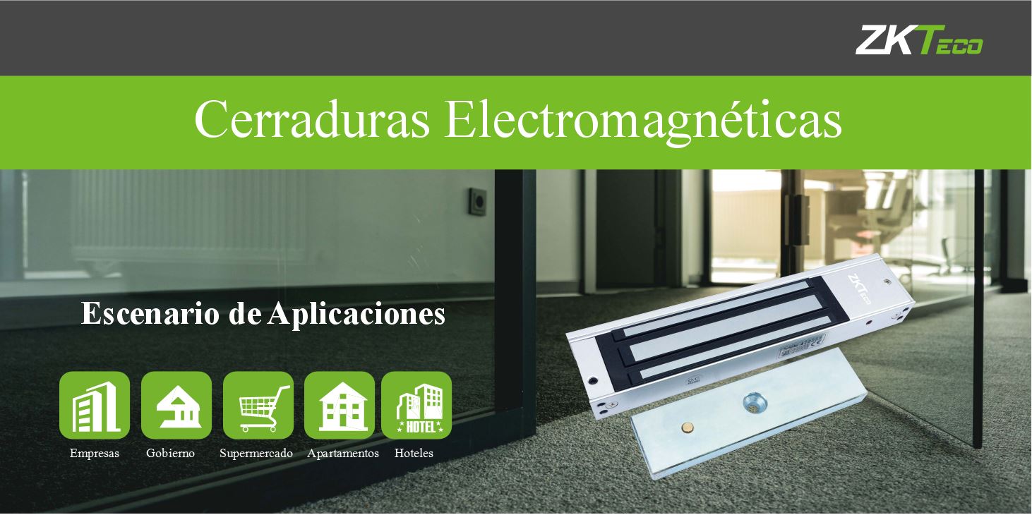 ZKTECO LM120PAK - Paquete de contrachapa magnética de 120 kg, voltaje de 12VDC incluye soporte ZL para su instalación, compatible para puertas de madera y metal