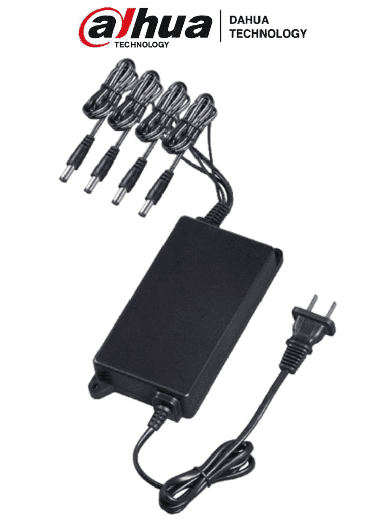DAHUA PFM322 - Fuente de Poder Regulada de 12 Vcc 2.8 Amperes/ 4 Canales/ 0.7 Amper por Canal/ Protección de Temperatura/ Color Negro/