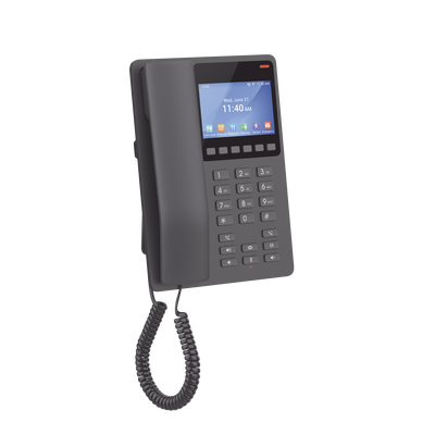 Teléfono IP Hotelero con pantalla LCD a color, 2 líneas SIP con 2 cuentas, codec Opus, IPV4/IPV6, color negro, con gestión en la nube GDMS