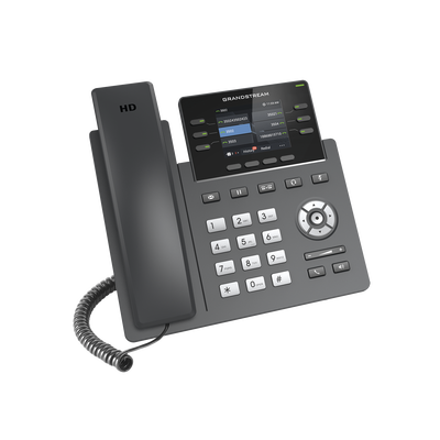 Teléfono IP Grado Operador, 3 líneas SIP con 6 cuentas, puertos Gigabit,PoE,  pantalla a color 2.4", codec Opus, IPV4/IPV6 con gestión en la nube GDMS