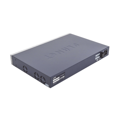 Switch Administrable L3, 24 puertos Gigabit PoE 802.3bt, 2 puertos 10G SFP+, Pantalla Tactil, Fuente Redundante, (600W)