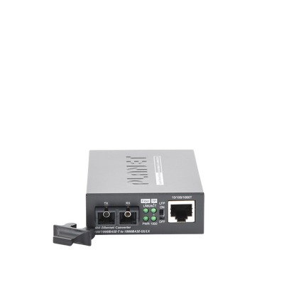 Convertidor de Medios 1000 Mbps UTP/Fibra Óptica Mono-Modo Hasta 20 Km, Conector SC