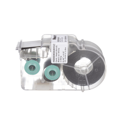 Casete de Etiquetas de Poliolefina de Cinta Continua, Tubo Termocontráctil, 11.2 mm de Ancho, 2.4 Metros (7.87 Pies) de Largo, Para Cables de 2 a 6.4 mm (16-10 AWG) de Diámetro, Color Blanco