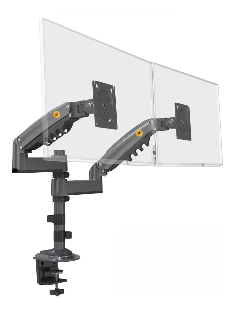 TCE H180  - Soporte de Escritorio Articulado para 2 monitores de 13 a 27" , Carga Máxima 9kg por brazo , VESA 75x75mm / 100x100mm , Ajuste de Inclinación y Rotación