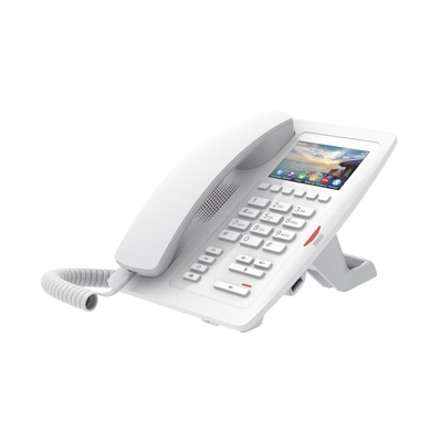 (H5W Color Blanco)Teléfono IP WiFi para Hotelería, profesional de gama alta con pantalla LCD de 3.5 pulgadas a color, 6 teclas programables para servicio rápido (Hotline) PoE