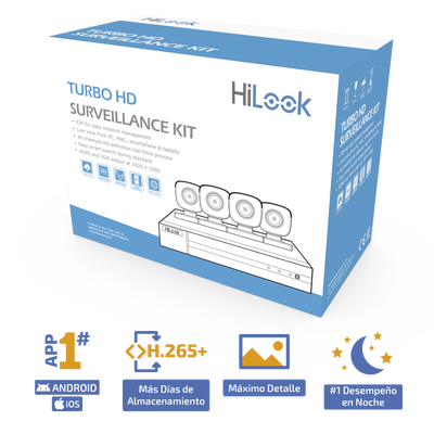 KIT TurboHD 1080p / DVR 4 canales / 4 Cámaras Bala de Metal / Fuente de Poder / Accesorios de Instalación