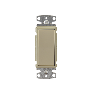 Interruptor Unipolar Residencial 15 A 120-277 V / Cableado Lateral y Trasero / Color Marfil.