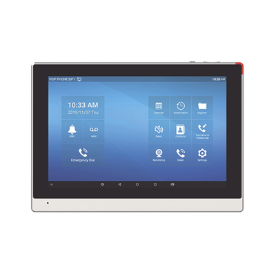 Monitor IP/SIP para interior con Android, Wi-Fi, pantalla táctil de 10.1", audio de 2 vías, PoE, 8 interfaces de entrada de alarma.