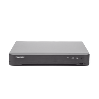 (ACUSENSE / Evita Falsas Alarmas) DVR 4 Megapixel / 16 Canales TURBOHD + 8 Canales IP /  1 Bahía de Disco Duro / Audio por Coaxitron / Salida de Vídeo en Full HD