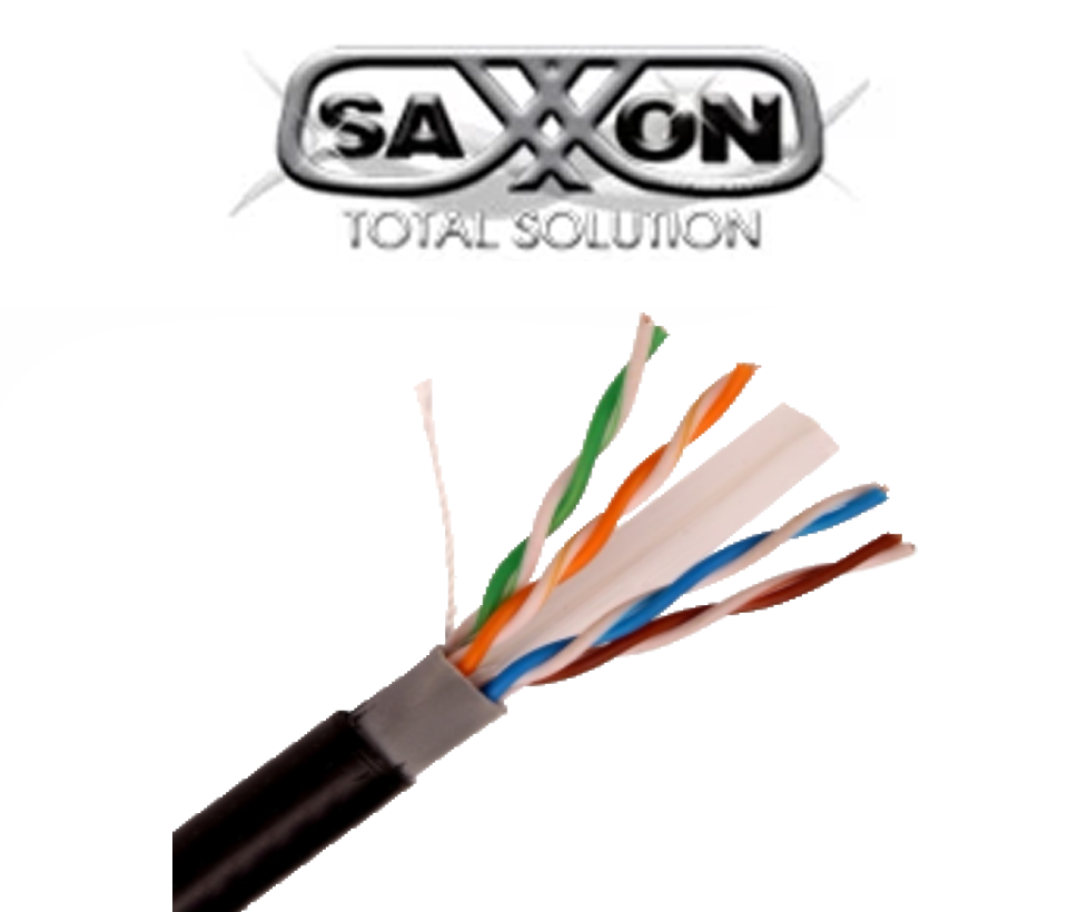 SAXXON OUTPCAT6CCAEXT-  Cable UTP CCA de 305m, categoría 6 para exteriores, con doble forro y color negro.