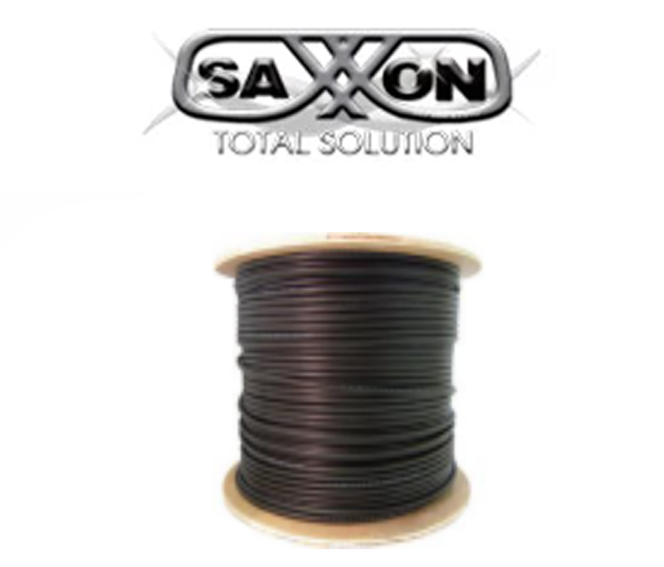 SAXXON OUTPCAT6CCAEXT-  Cable UTP CCA de 305m, categoría 6 para exteriores, con doble forro y color negro.