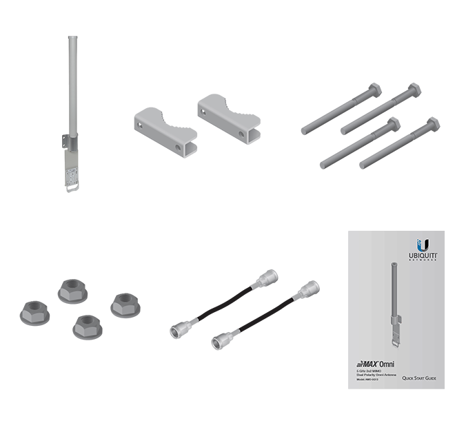 UBIQUITI AMO-5G10 - Antena omnidireccional para access point de 5.8GHz con ganancia de 10 dBi y 2 conectores SMA hembra inverso.