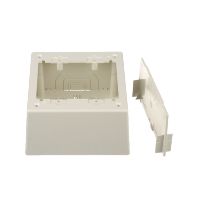 Caja de Pared Superficial Doble, con Divisor Opcional, Uso Universal con Placas de Pared, Color Blanco Mate