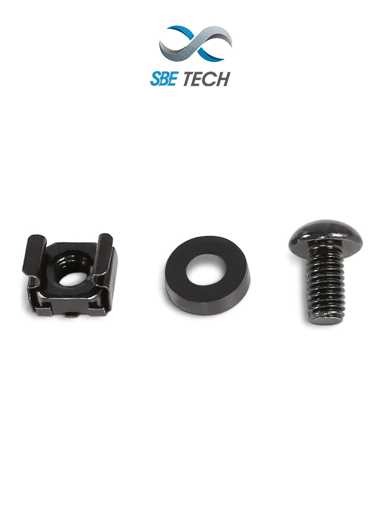 SBE TECH JTE1224- Juego de tuerca enjaulada y tornillo con 50 piezas, tornillos 12-24, para montaje de equipos en gabinete
