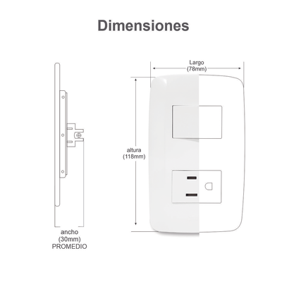 Apagador Duplex de 10 A / 127 V CA ~60 HZ  / Color Blanco.