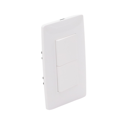 Apagador Dúplex de 10 A/ 127 V CA ~ 60 Hz /  1 1/2 Módulos / Color Blanco.