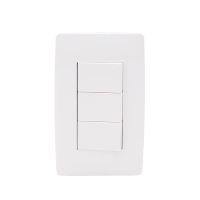 Apagador Triple Sencillo de 10 A/ 127 V CA ~ 60 Hz / Color Blanco.