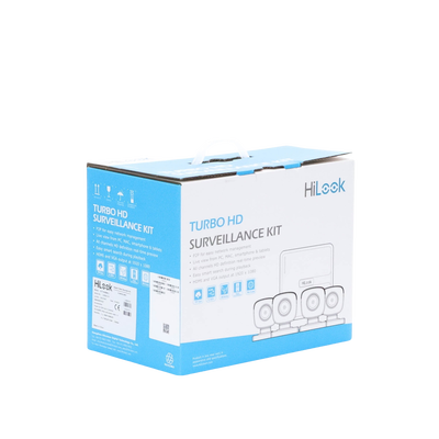 Kit TurboHD 720p / DVR 4 canales / 4 Cámaras Bala de Metal / 4 Cables 18 Mts / H.265+ / 1 Fuente de Poder Profesional / Accesorios de Instalación