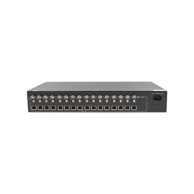 Kit de 16 canales para transmisión de ALIMENTACION (NO SOPORTA COAXITRON)( de 36 Vcc a 12 Vcc) y video (HD-TVI) a distancias de hasta 250 m.