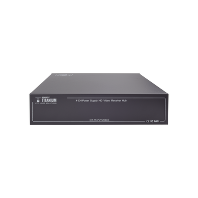 Kit de TRANSCEPTOR ACTIVO DE 4 CANALES / VIDEO+PODER en un solo Cable UTP / 150 metros en 4K, 200 metros en 5 MP/ Envía 36 Vcc y Recibe 12 Vcc / TODO INCLUIDO PARA RACK / Compatible con cámaras HD-TVI/CVI/AHD/CVBS / INSTALACIÓN LIMPIA