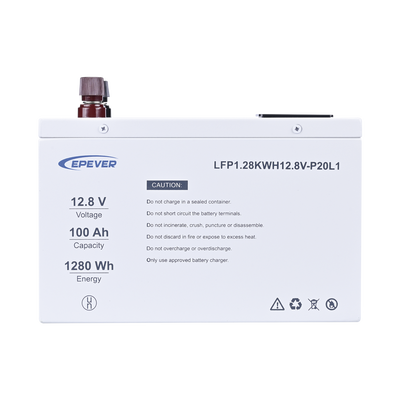 Batería de Litio LiFePO4 12.8Vcc, 100Ah, 1.28KwH, Pantalla LCD para Monitoreo Local, Carcasa Metálica