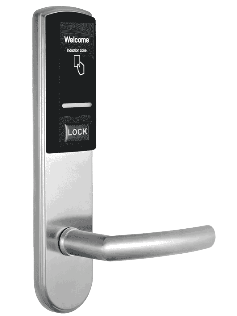 ZKTECO LH3000R - Cerradura Derecha para Hotel con Tecnología Mifare 13.56 MHz, Compatible con Puertas de 40 a 55 mm de Grosor, 2 Pestillos de Seguridad, Fabricada en Acero Inoxidable, Capacidad de Registro de 224 Eventos