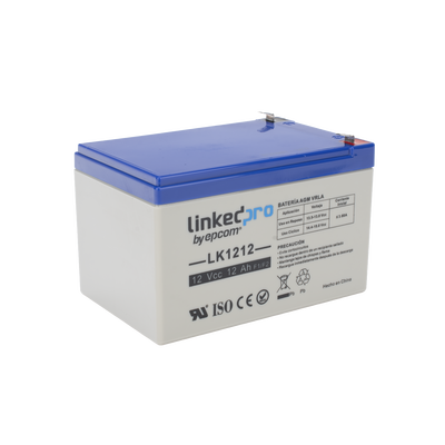 Batería 12 V / 12 Ah / UL / Tecnología AGM / Vida útil promedio de 5 años / Uso en equipo electrónico / Intrusión / Incendio/ Control de acceso / Video Vigilancia / Terminales F1 ( Incluye adaptador F2 )