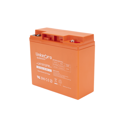 Batería 12 V / 18 Ah / UL / Tecnología AGM / Vida útil promedio de 5 años / Retardante a la Flama / Para uso en equipo electrónico, Alarmas de Intrusión / Incendio/ Control de acceso / Video Vigilancia / TermInale