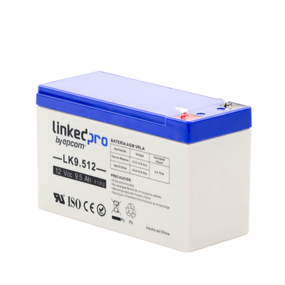 Batería 12 V / 9.5 Ah / UL / Tecnología AGM / Vida útil promedio 5 años / Para uso en equipo electrónico, Alarmas de Intrusión / Incendio/ Control de acceso / Video Vigilancia / Terminales F1 ( Incluye adaptador F