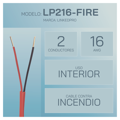 Alambre de Alarma contra Incendios - Bobina de 305 Metros (1000 Pies): 2 x 16 AWG, Rojo, Tipo FPLR, (UL) FT4, Ideal para Sistemas de Detección y Evacuación de Incendios