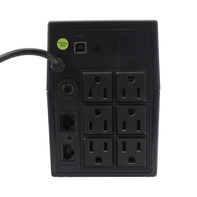 UPS 600VA/360 W Pantalla LCD / Línea Interactiva 120Vca / 6 tomas 5-15R (4 Respaldadas) / Regulación de Voltaje / Protección RJ45