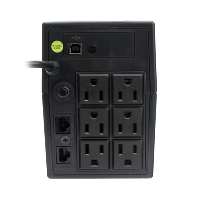 UPS 800VA/480 W Pantalla LCD / Línea Interactiva 120Vca / 6 tomas 5-15R (4 Respaldadas) / Regulación de Voltaje / Protección RJ45