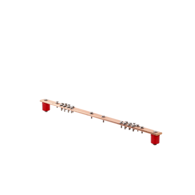 Barra Distribución Tierra Rack 19" / 100% Cobre / 550A Capacidad / Aisladores Rojos / 0.64 cm Espesor / J-STD-607-A