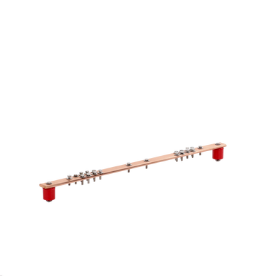 Barra Distribución Tierra Rack 19" / 100% Cobre / 550A Capacidad / Aisladores Rojos / 0.64 cm Espesor / J-STD-607-A