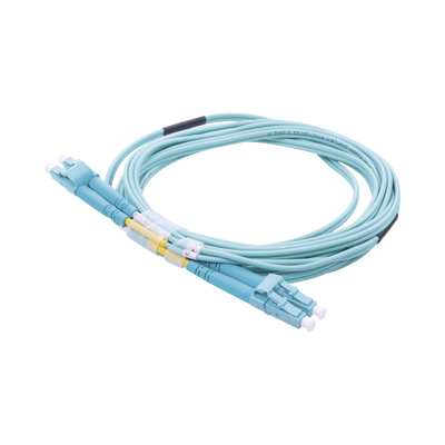 Jumper de Fibra Óptica Multimodo OM3 50/125 LC-LC OFNR (Riser), 2.0 mm, Dúplex, Aqua, 3 Metros (9.84 Pies)