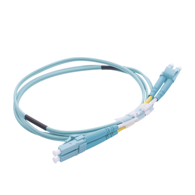 Jumper de Fibra Óptica Multimodo OM4 50/125 LC-LC OFNR (Riser), 2.0 mm, Dúplex, Aqua, 1 metro (3.28 pies)