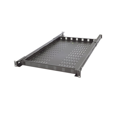 Charola Ventilada para Soportar Equipos en Rack, Profundidad Ajustable de 495 a 965 mm, 1U, Color Negro