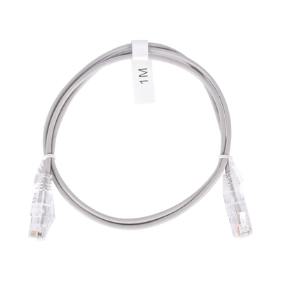 Cable de Parcheo Slim UTP Cat6 - 1 Metro (3.28 Pies), Gris, Diámetro Reducido (28 AWG)