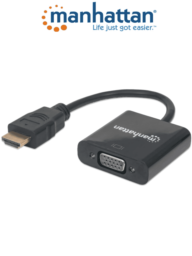 MANHATTAN 151467 - Convertidor HDMI a VGA/ Puerto HDMI Macho a VGA hembra/  Imágenes en Alta Definición en Monitor VGA/