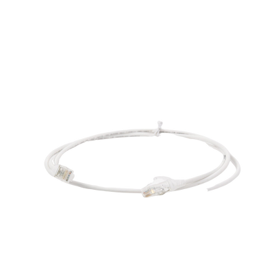Patch Cord MC6 Modular Cat6 UTP, CM/LS0H, 1.52 Metros (5 Pies), Color Blanco, Diámetro Reducido (28AWG), Versión Bulk (Sin Empaque Individual)