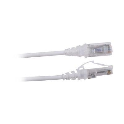 Patch Cord MC6 Modular Cat6 UTP, CM/LS0H, 2.13 Metros (7 Pies), Color Blanco, Diámetro Reducido (28AWG)