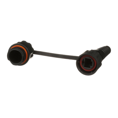 Conector Plug RJ45 de Uso Industrial, Categoría 5e, 24AWG, con Tapa Protectora, Protección IP67