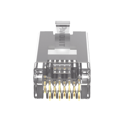 Plug RJ45 Cat5e Blindado, Para Cable UTP de Calibres 24-26 AWG, Chapado en Oro de 50 Micras, Paquete de 100 Piezas